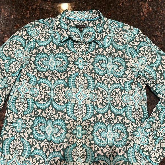 Talbots Patterned Button Front Blouse - Picture 4 of 5